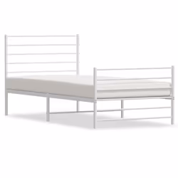 vidaXL Giroletto con Testiera e Pediera Metallo Bianco 90x190 cm - Vista aggiuntiva 2