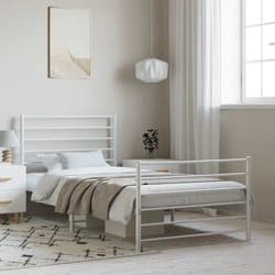Giroletto con Testiera e Pediera Metallo Bianco 100x190 cmcod mxl 104546