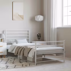 Giroletto con Testiera e Pediera Metallo Bianco 100x200 cmcod mxl 80826