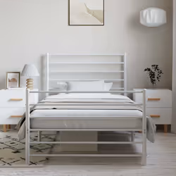Giroletto con Testiera e Pediera Metallo Bianco 100x200 cmcod mxl 80826