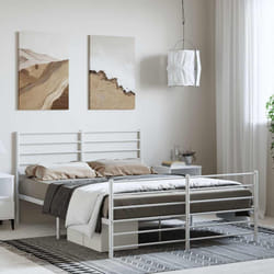 Giroletto con Testiera e Pediera Metallo Bianco 150x200 cmcod mxl 81329