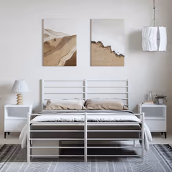 Giroletto con Testiera e Pediera Metallo Bianco 150x200 cmcod mxl 81329 - Vista aggiuntiva 3