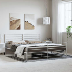 vidaXL Giroletto con Testiera e Pediera Metallo Bianco 193x203 cm