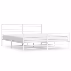vidaXL Giroletto con Testiera e Pediera Metallo Bianco 193x203 cm - Vista aggiuntiva 2