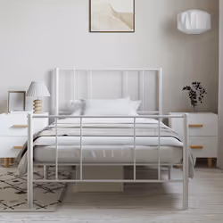 Giroletto con Testiera e Pediera Metallo Bianco 100x190 cmcod mxl 105659 - Vista aggiuntiva 3