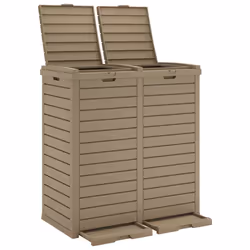 Cestino Rifiuti Esterno Marrone Chiaro 78x41x86cm Polipropilenecod mxl 110307 - Vista aggiuntiva 2