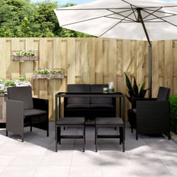 Set da Pranzo da Giardino 6 pz con Cuscini Nero in Polyrattan Vidaxl