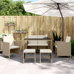 Set da Pranzo da Giardino 6 pz con Cuscini Beige in Polyrattan Vidaxl 38403