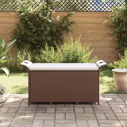 Panca da Giardino con Cuscino Marrone 116x46x57cm in Polyrattancod mxl 94691