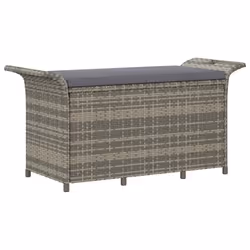 Panca da Giardino con Cuscino Grigio 116x46x57 cm in Polyrattancod mxl 118658 - Vista aggiuntiva 2