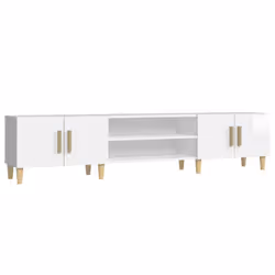 Mobile Porta TV Bianco Lucido 180x31,5x40 cm Legno Multistratocod mxl 103143 - Vista aggiuntiva 2