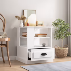 vidaXL Tavolino Bianco 50x50x60 cm in Legno Multistrato - Vista aggiuntiva 3