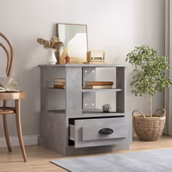 vidaXL Tavolino Grigio Cemento 50x50x60 cm in Legno Multistrato - Vista aggiuntiva 3