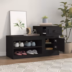 Scarpiera Nera 100x42x60 cm in Legno Multistratocod mxl 126240 - Vista aggiuntiva 3