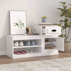 Scarpiera Bianco Lucido 100x42x60 cm in Legno Multistratocod mxl 88626 - Vista aggiuntiva 3