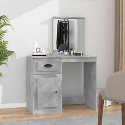 Toeletta Specchio Grigio Cemento 90x50x132,5 Legno Multistrato vidaXL 82972
