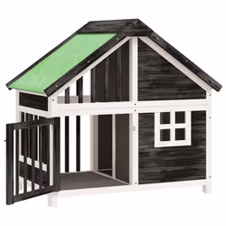 Cuccia per Cani Grigia 96x60,5x87 cm in Legno Massello di Pinocod mxl 104670 - Vista aggiuntiva 3