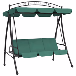 Panca a Dondolo con Baldacchino Verde 198 cm Tessuto e Acciaiocod mxl 102399 - Vista aggiuntiva 2