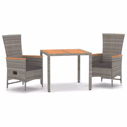 Set da Pranzo da Giardino 3 pz con Cuscini in Polyrattan Grigiocod mxl 100397 - Vista aggiuntiva 2