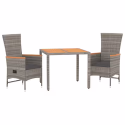 Set da Pranzo da Giardino 3 pz con Cuscini in Polyrattan Grigiocod mxl 100397 - Vista aggiuntiva 3