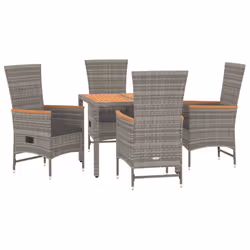 Set da Pranzo da Giardino 5 pz con Cuscini in Polyrattan Grigiocod mxl 76414 - Vista aggiuntiva 3