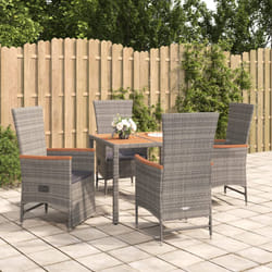 Set da Pranzo da Giardino 5 pz con Cuscini in Polyrattan Grigiocod mxl 124324