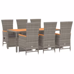 Set da Pranzo da Giardino 7 pz con Cuscini in Polyrattan Grigiocod mxl 101135 - Vista aggiuntiva 3
