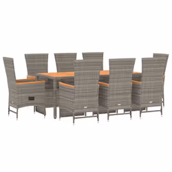 Set da Pranzo da Giardino 9 pz con Cuscini in Polyrattan Grigiocod mxl 124345 - Vista aggiuntiva 3