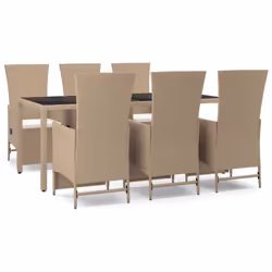 Set da Pranzo da Giardino 7 pz con Cuscini Beige in Polyrattancod mxl 101240 - Vista aggiuntiva 2