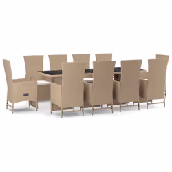 Set da Pranzo da Giardino 11 pz con Cuscini Beige in Polyrattancod mxl 124338 - Vista aggiuntiva 2