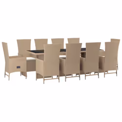 Set da Pranzo da Giardino 11 pz con Cuscini Beige in Polyrattancod mxl 124338 - Vista aggiuntiva 3