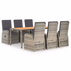 Set da Pranzo da Giardino 7 pz con Cuscini in Polyrattan Grigiocod mxl 124358 - Vista aggiuntiva 2