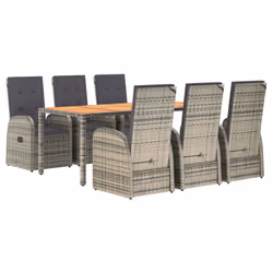 Set da Pranzo da Giardino 7 pz con Cuscini in Polyrattan Grigiocod mxl 124358 - Vista aggiuntiva 3
