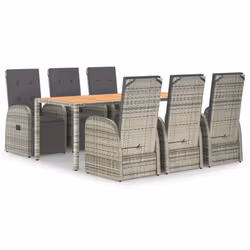 Set da Pranzo da Giardino 7 pz con Cuscini in Polyrattan Grigiocod mxl 124361 - Vista aggiuntiva 2