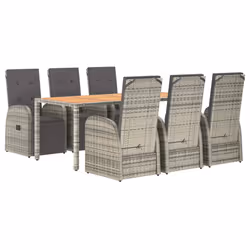 Set da Pranzo da Giardino 7 pz con Cuscini in Polyrattan Grigiocod mxl 124361 - Vista aggiuntiva 3