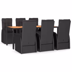 Set da Pranzo da Giardino 7 pz Nero con Cuscini in Polyrattancod mxl 76426 - Vista aggiuntiva 2