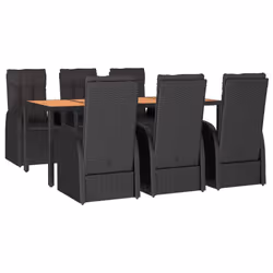 Set da Pranzo da Giardino 7 pz Nero con Cuscini in Polyrattancod mxl 76426 - Vista aggiuntiva 3
