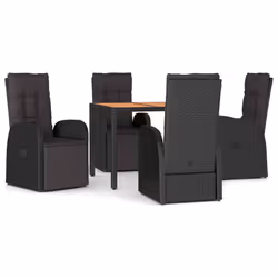 Set Pranzo Giardino 5pz Nero Polyrattan Legno Massello Acaciacod mxl 124355 - Vista aggiuntiva 2