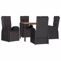 Set Pranzo Giardino 5pz Nero Polyrattan Legno Massello Acaciacod mxl 124355 - Vista aggiuntiva 3