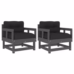 Sedie da Giardino con Cuscini 2pz Legno Massello di Pino Grigiocod mxl 104274 - Vista aggiuntiva 2