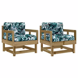 Sedie da Giardino con Cuscini 2 pz in Legno Impregnato di Pinocod mxl 128726 - Vista aggiuntiva 2