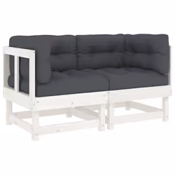 Divani Angolari con Cuscini 2 pz Legno Massello di Pino Biancocod mxl 103059 - Vista aggiuntiva 2