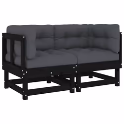 Divani Angolari con Cuscini 2 pz Legno Massello di Pino Nerocod mxl 121116