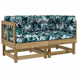 Divani Angolari con Cuscini 2 pz in Legno Impregnato di Pinocod mxl 127373 - Vista aggiuntiva 2