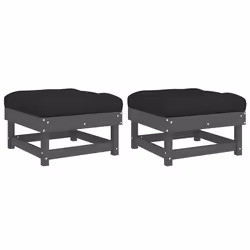 Poggiapiedi Giardino con Cuscini 2pz Legno Massello Pino Grigiocod mxl 103993 - Vista aggiuntiva 2