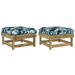 Poggiapiedi Giardino con Cuscini 2pz Legno Impregnato di Pinocod mxl 104742 - Vista aggiuntiva 2