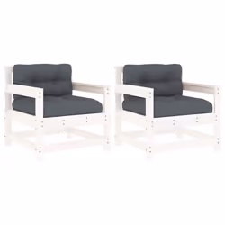 Sedie da Giardino con Cuscini 2pz Legno Massello di Pino Biancocod mxl 107124 - Vista aggiuntiva 2