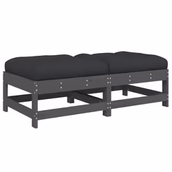 Poggiapiedi Giardino con Cuscini 2pz Legno Massello Pino Grigiocod mxl 131068 - Vista aggiuntiva 2