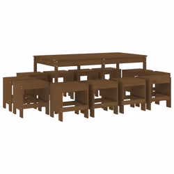 Set da Pranzo da Giardino 13 pz Miele in Legno Massello di Pinocod mxl 107578 - Vista aggiuntiva 2