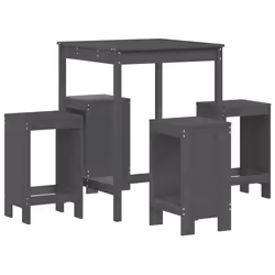 vidaXL Set Bar da Giardino 5 pz Grigio in Legno Massello di Pino - Vista aggiuntiva 2